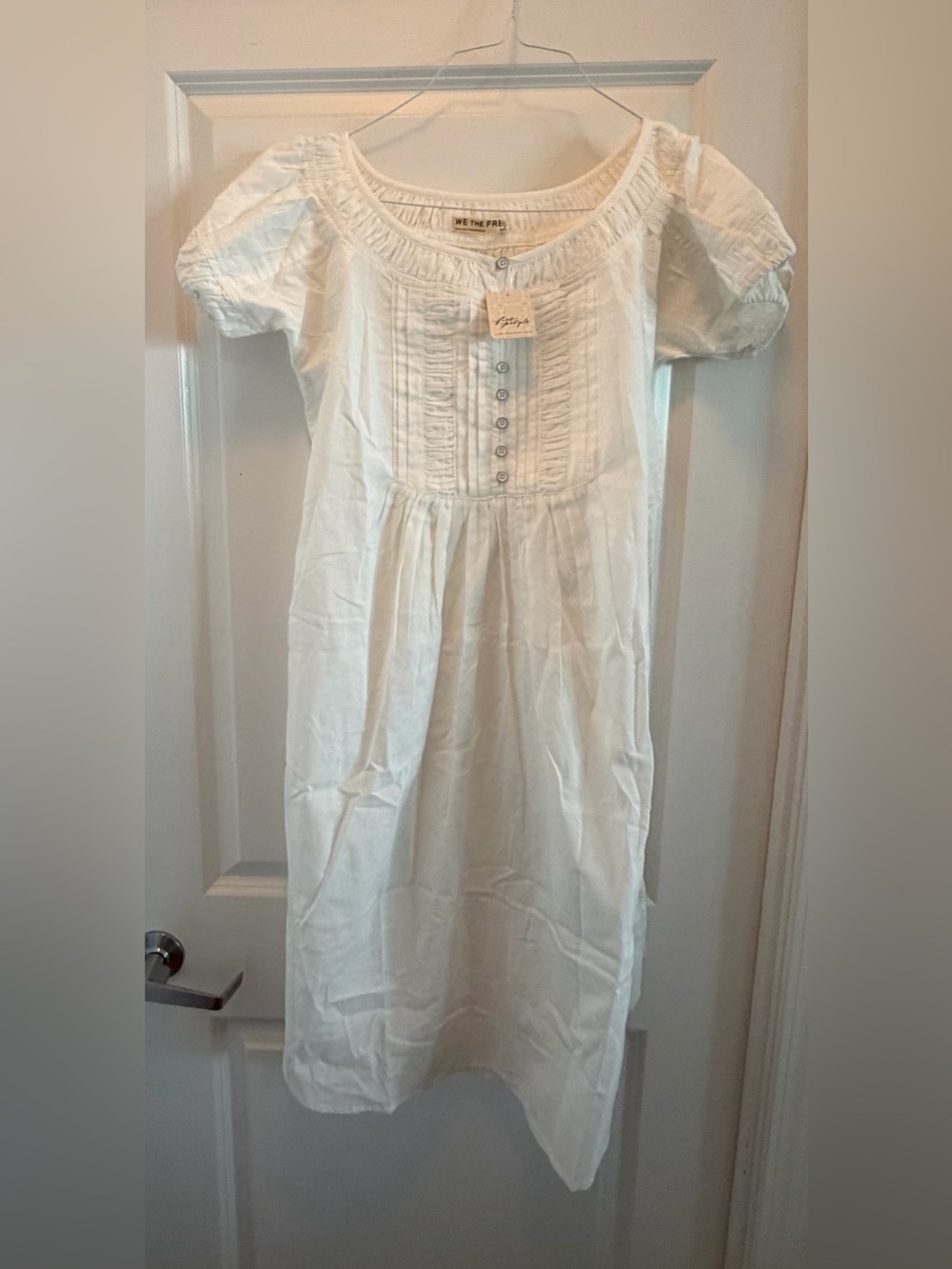 FREE PEOPLE Fayre Midi Tunic Dress Ivory Cottagecore Boho NWT Size M - Picture 9 of 16